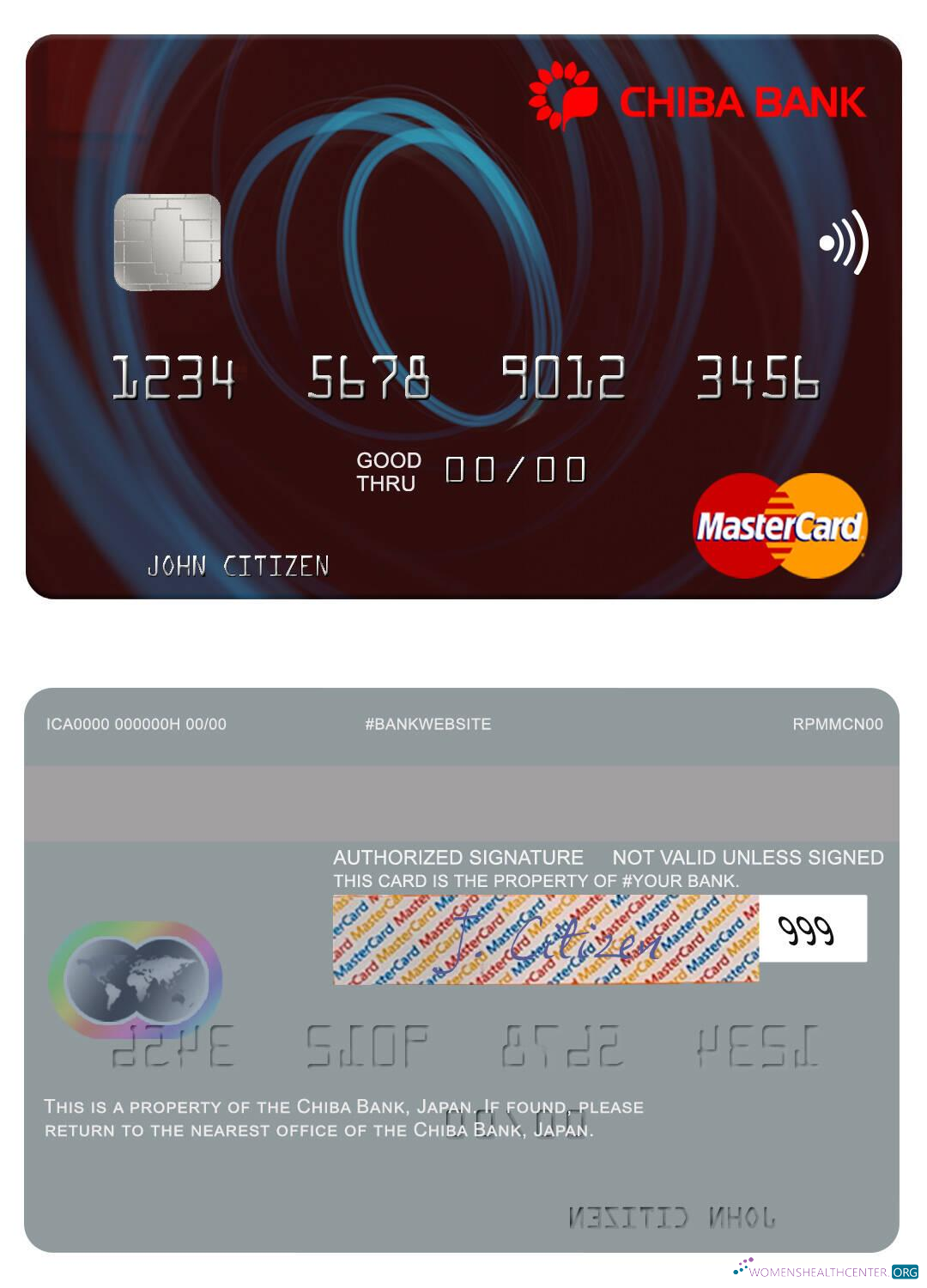 Download Japan Chiba Bank mastercard Photoshop template